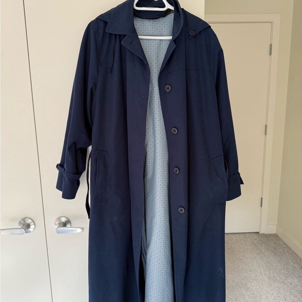 Vintage Navy Blue Trench Coat
